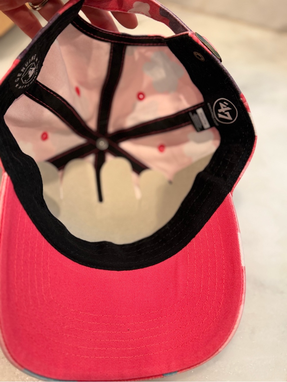 47 Brand Youth Atlanta Braves Pink Floral Clean Up Adjustable Hat NWT MLB - Picture 5 of 5